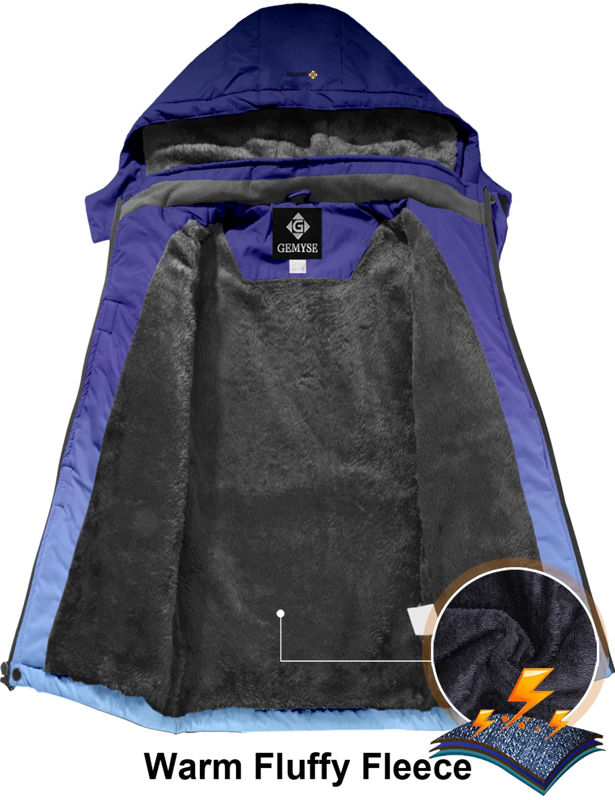 Gemyse Boys' Waterproof Ski Jacket, Windproof Fleece Jacket, Outdoor Winter Jacket, Rain Jacket with Hood