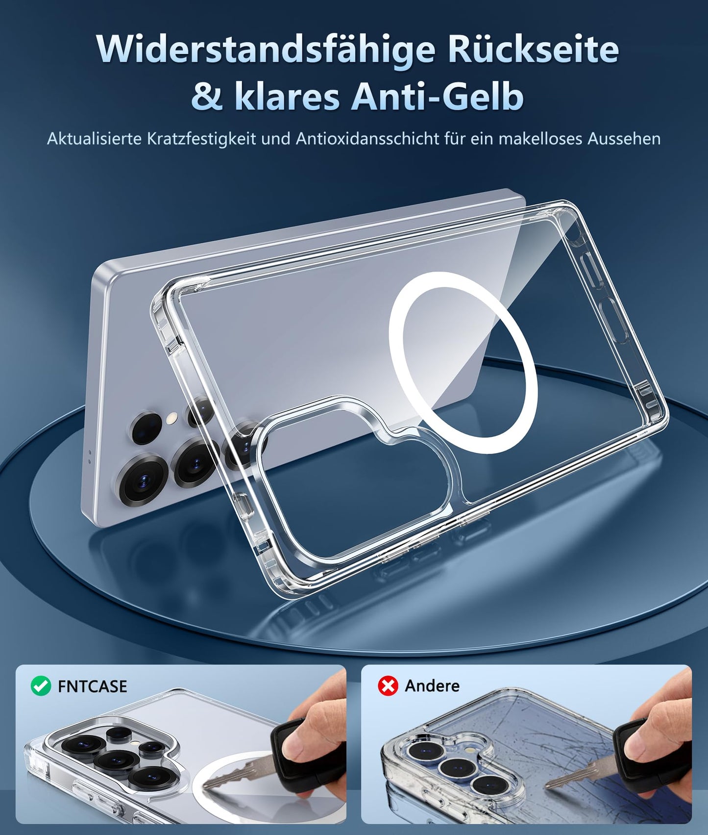 FNTCASE Case for Samsung Galaxy S25 Ultra 6.9 Inches, Military Drop Protection, Anti-Yellowing, Robust, Durable, Shockproof, Protective, Transparent, Clear