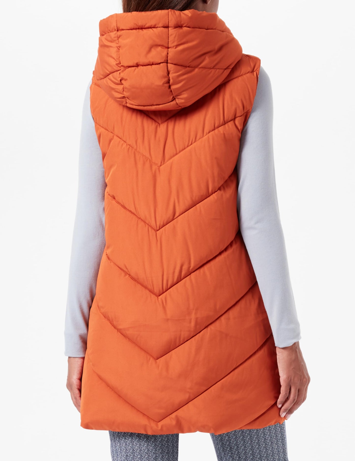 JDY JDYSkylar Women's 3/4 Length Quilted Vest Padded Hood Waistcoat with Hood