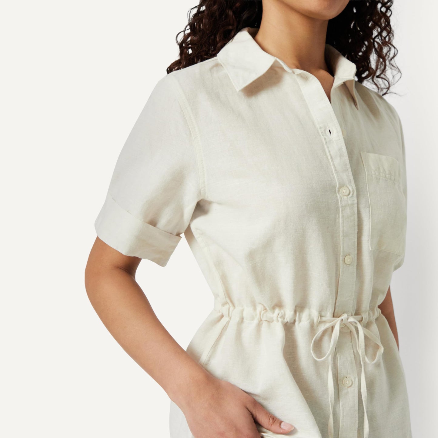 Amazon Essentials Damen Leinen-Bluse mit Verstellbarer Taille