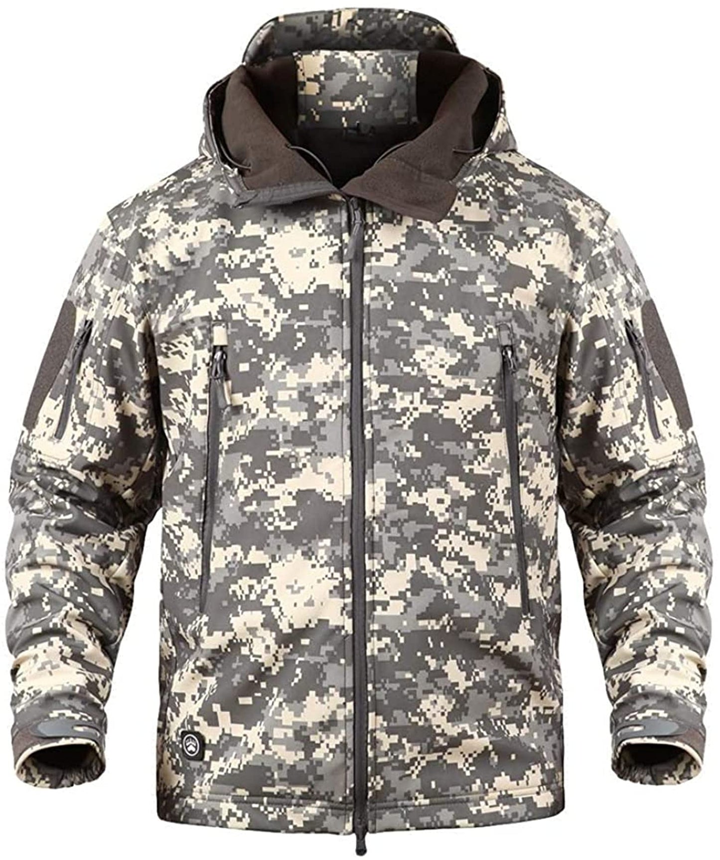 Memoryee Men's Waterproof Softshell Jackets, Warm Military Outdoor Tactical Hoodies, Camouflage Coat