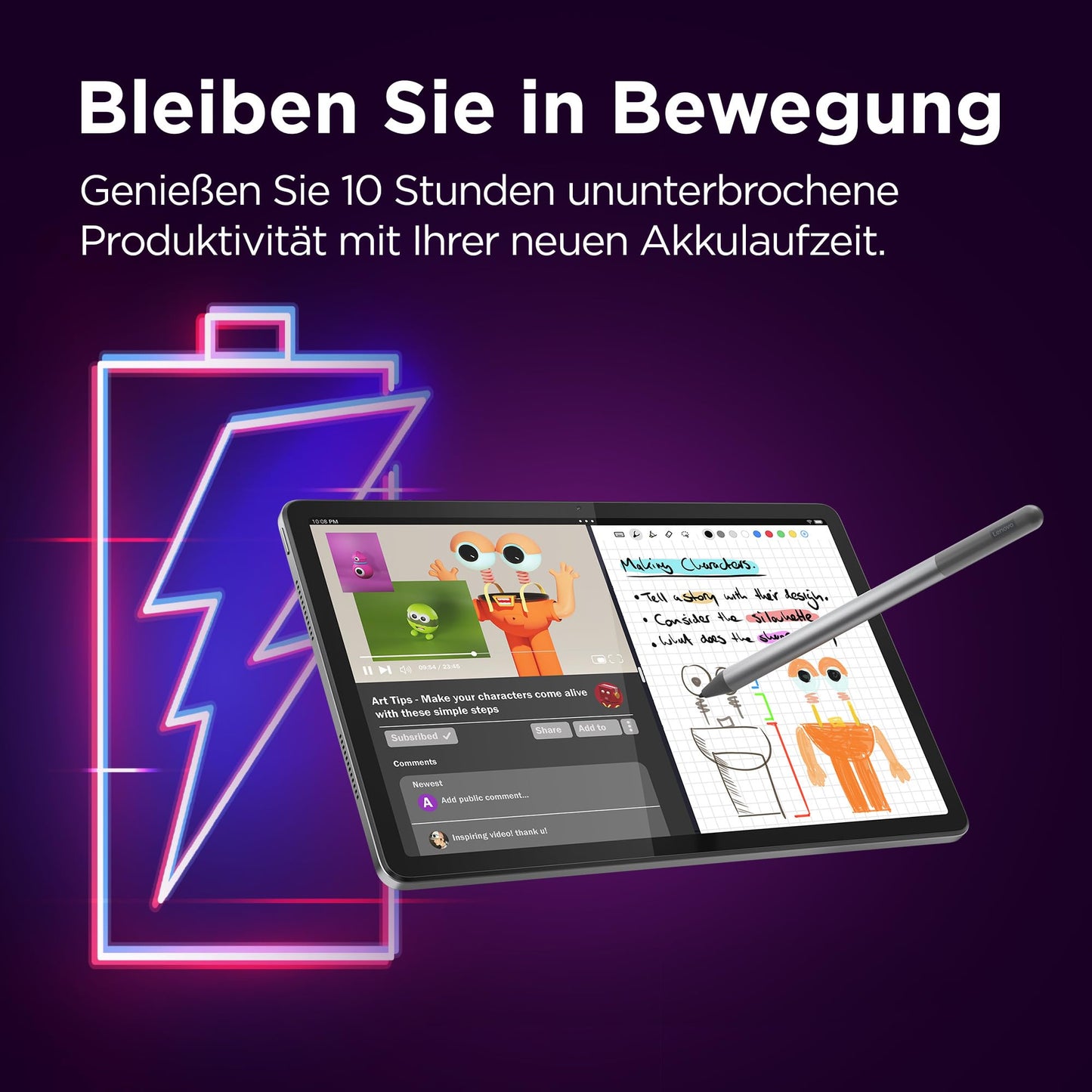 Lenovo Tab M11 Tablet | 11 Inch WUXGA Touch Display | MediaTek Helio G88 | 4GB RAM | 128GB eMMC 5.1 | Android 14 | Green | Includes Lenovo Tab Pen