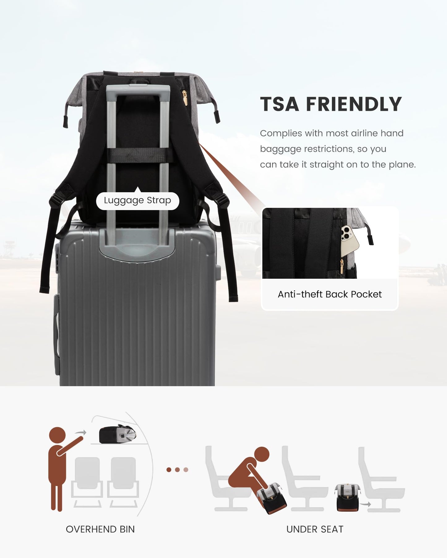 LOVEVOOK Rucksack Damen, Laptop Schulrucksack Wasserdicht, Schultasche Teenager Backpack Women Elegant Tagesrucksäcke Handtasche 2 in 1, 15,6 Zoll Arbeitstasche Lehrertasche Reiserucksack für Uni Büro