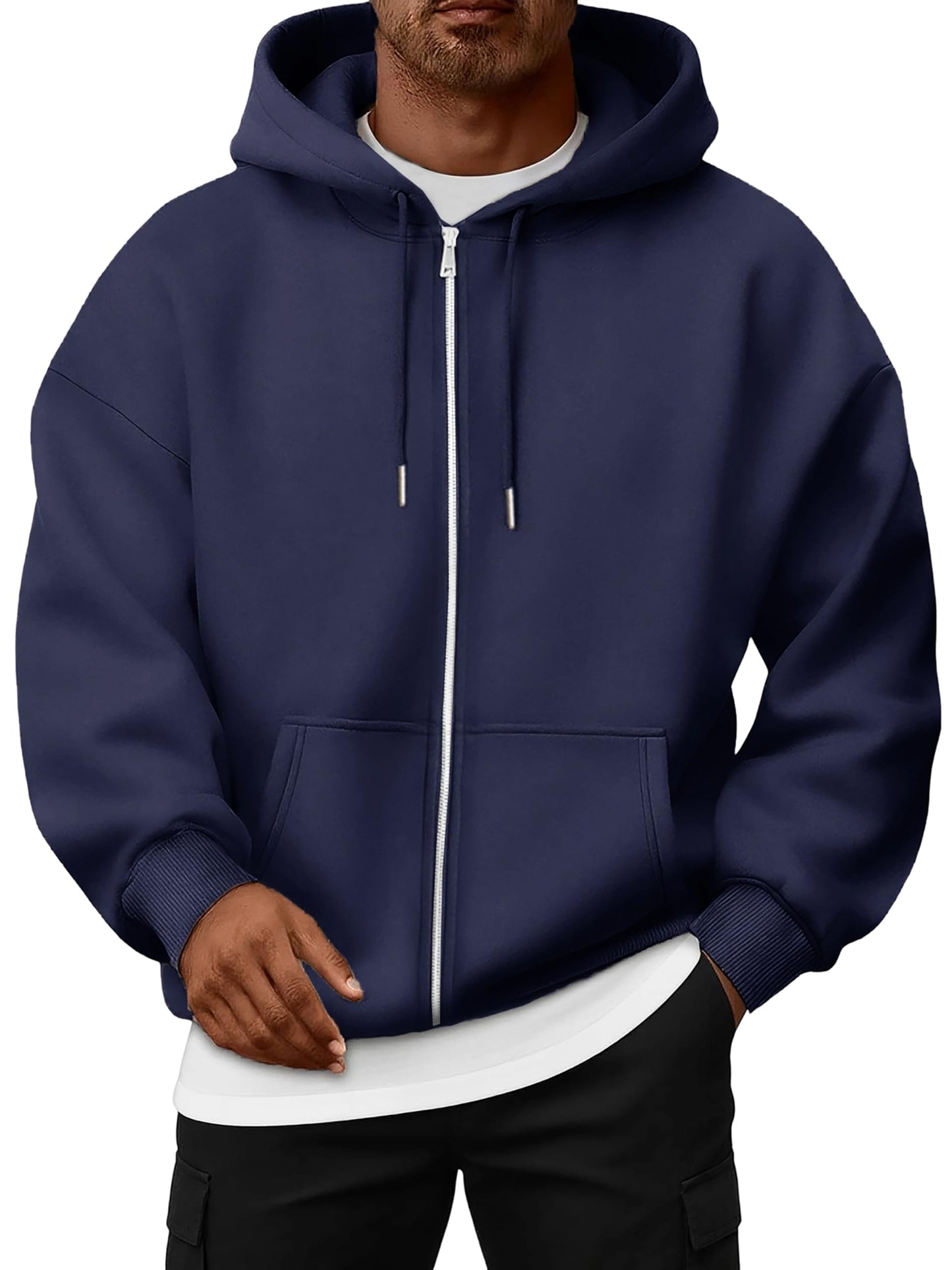 Oyamiki Hoodie Herren Langarm Kapuzenjacke Reißverschluss Sweatjacke Fleece Kapuzenpullover Lässige Kapuze Jacke Sweatshirt Pullover mit Taschen