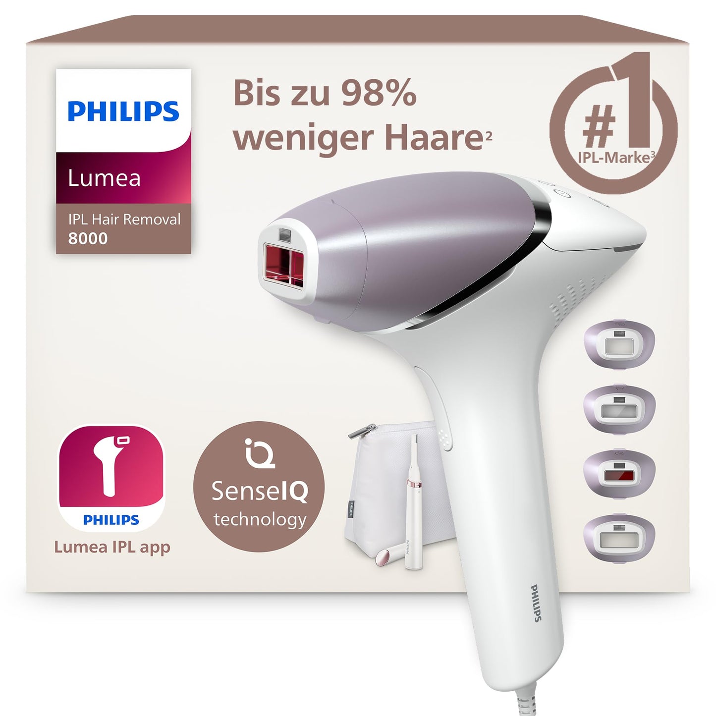 Philips Lumea Prestige IPL hair removal device BRI949 / 00, with 4 attachments for long-lasting hair removal, incl. Correction trimmer, wired