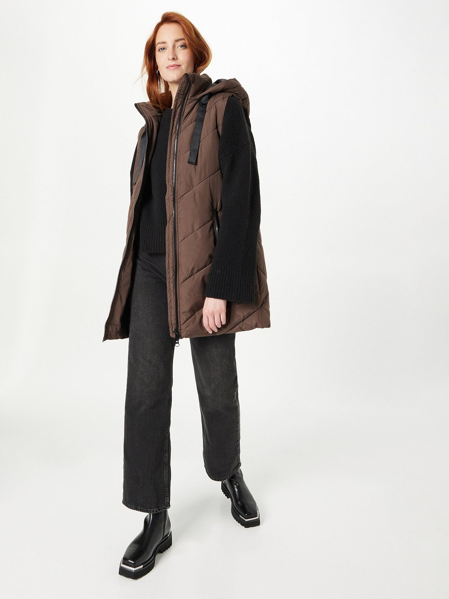 JDY JDYSkylar Women's 3/4 Length Quilted Vest Padded Hood Waistcoat with Hood