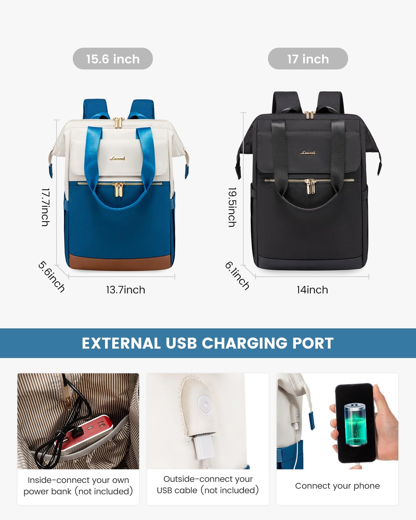 LOVEVOOK Rucksack Damen, Laptop Schulrucksack Wasserdicht, Schultasche Teenager Backpack Women Elegant Tagesrucksäcke Handtasche 2 in 1, 15,6 Zoll Arbeitstasche Lehrertasche Reiserucksack für Uni Büro