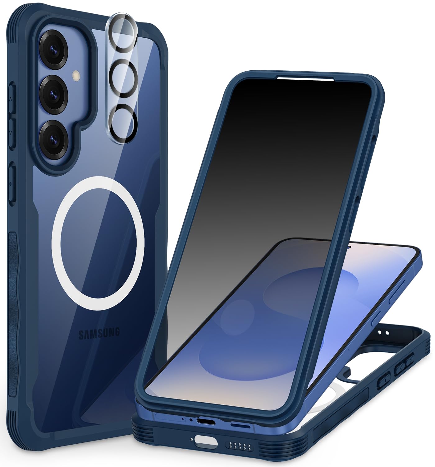 CENHUFO Privacy Screen Case for Samsung Galaxy S25 Ultra, Magnetic Mobile Phone Case with Built-in Privacy Tempered Glass Screen Protector and Camera Protection, 360 Degree Protective Case, Shockproof