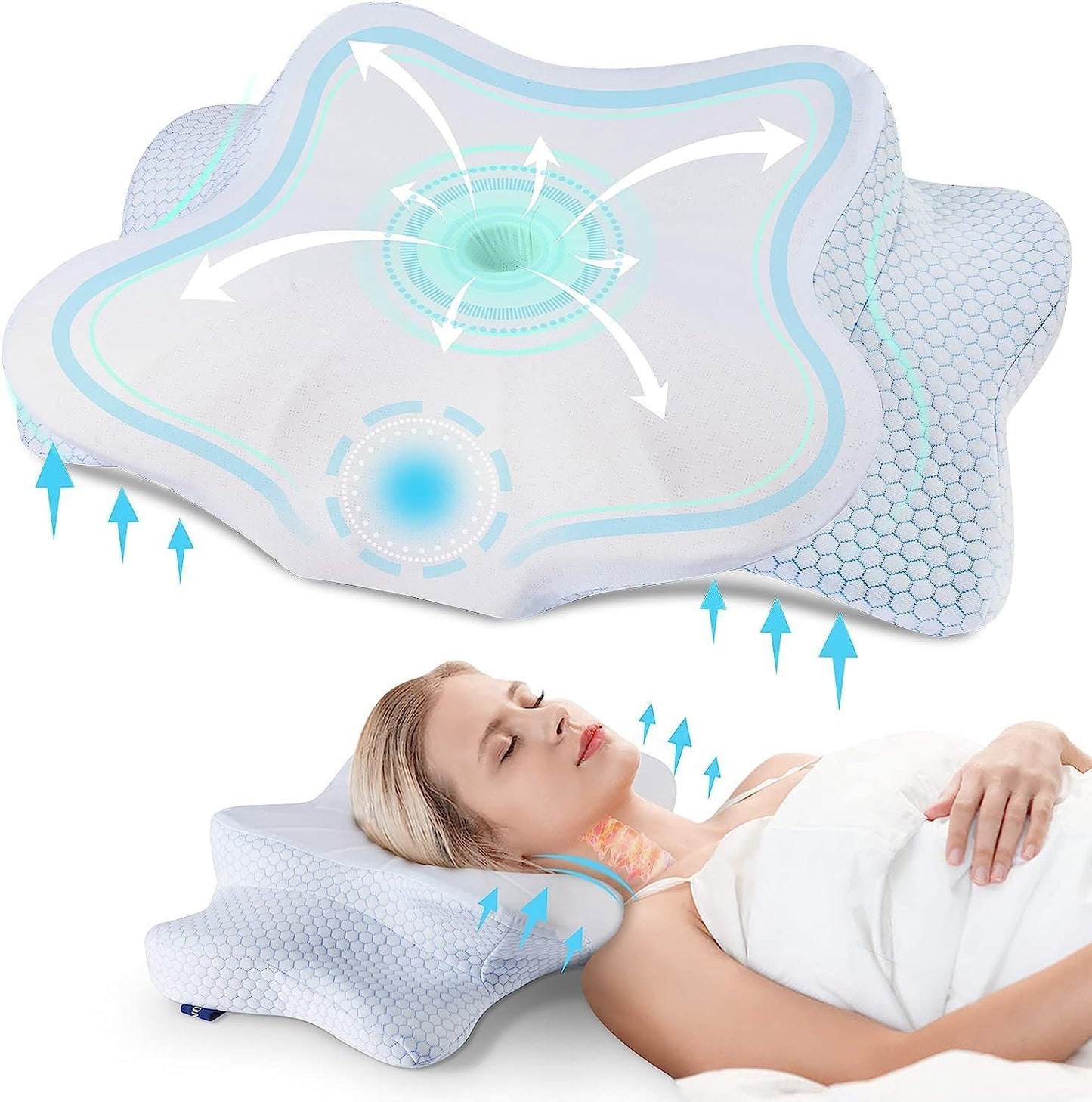 DONAMA Memory Foam Kissen ergonomisches Nackenkissen Kopfkissen Seitenschläferkissen für Seiten, Rücken & Bauchschläfer