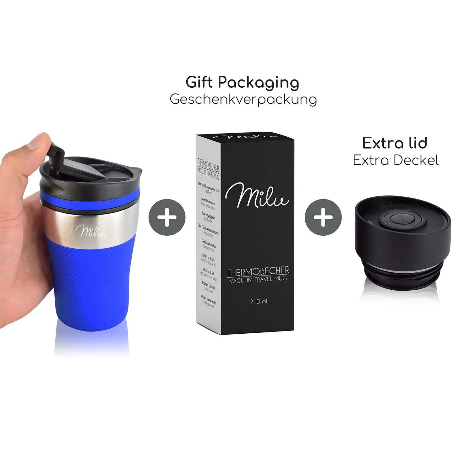 Milu Thermobecher Isolierbecher Kaffeebecher to go - 210ml 100% Auslaufsicher - Trinkbecher aus Edelstahl - Autobecher doppelwand Isolierung - Thermo Becher - Travel Mug (Rot)