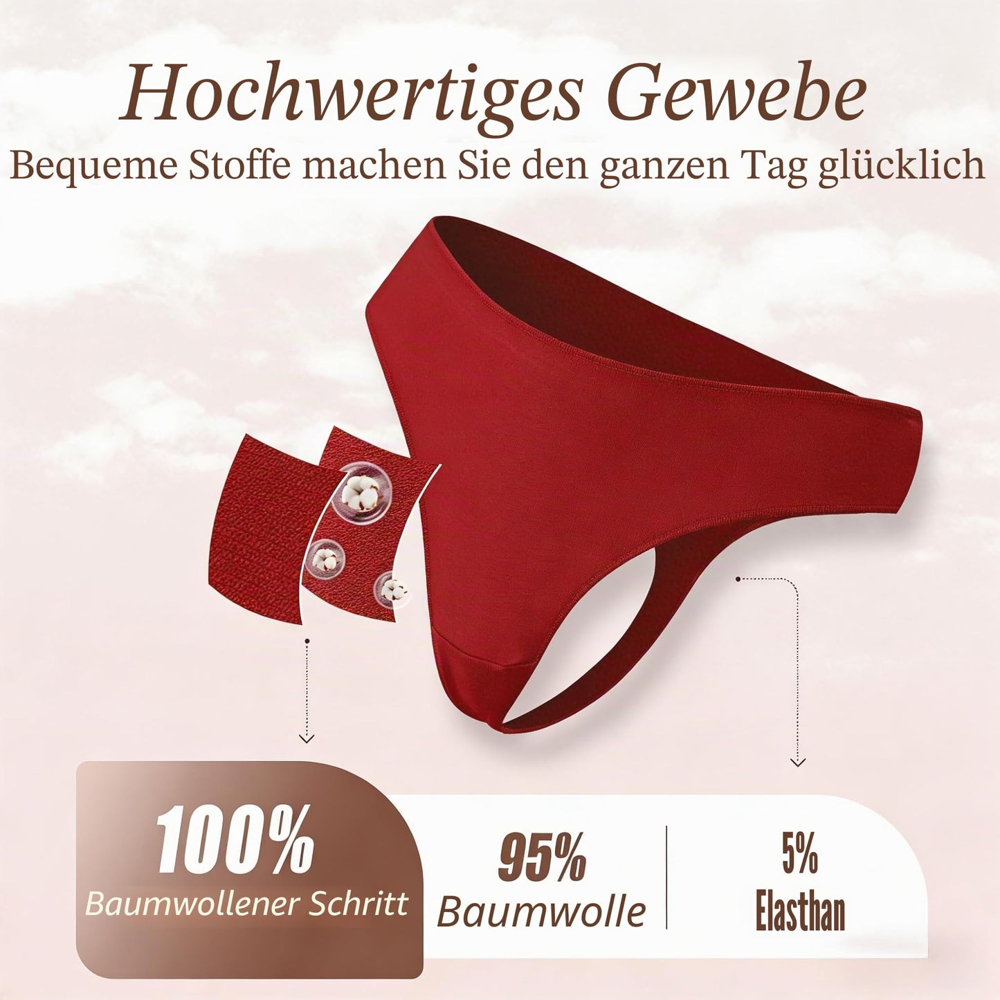 BeReady String Tanga Damen Baumwolle Sexy Unterwäsche Frauen Set Unterhosen Damen Slips Mehrpack Atmungsaktiv Thong Bikini Pantys 6 Pack