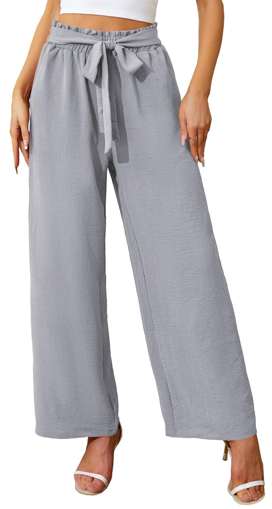 Actcat Damen Hose mit weitem Bein Leicht und Elegant Elastischer Bund Sommerhose mit Taschen für Legere Arbeit Geeignet