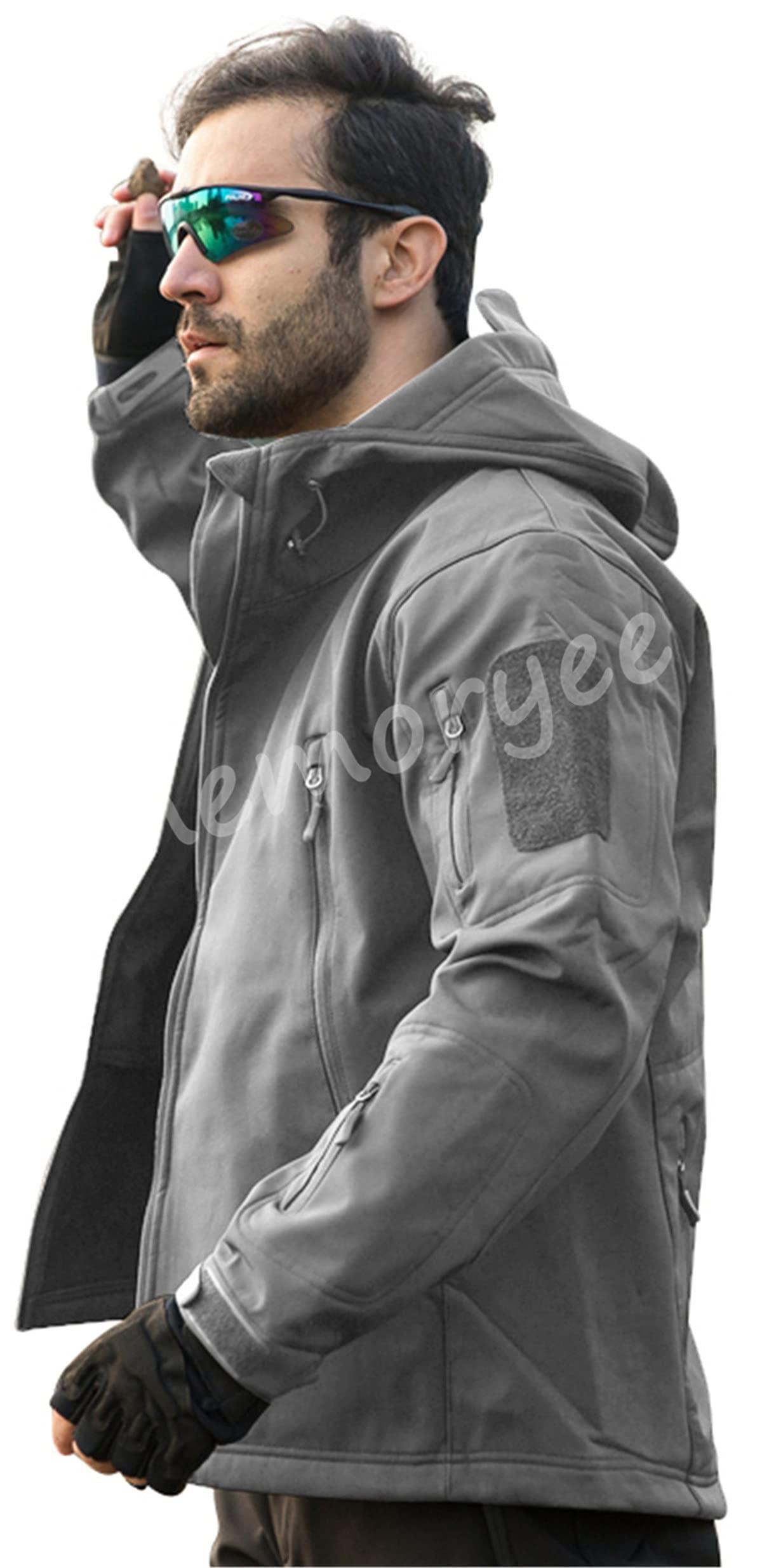Memoryee Men's Waterproof Softshell Jackets, Warm Military Outdoor Tactical Hoodies, Camouflage Coat