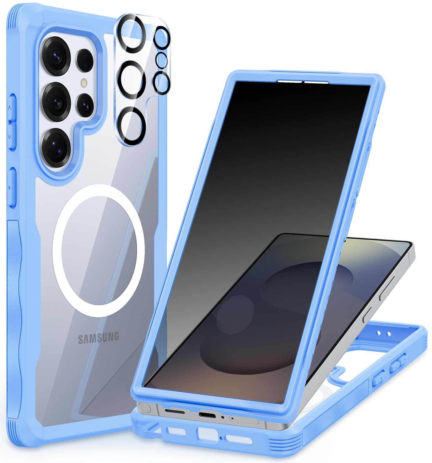 CENHUFO Privacy Screen Case for Samsung Galaxy S25 Ultra, Magnetic Mobile Phone Case with Built-in Privacy Tempered Glass Screen Protector and Camera Protection, 360 Degree Protective Case, Shockproof