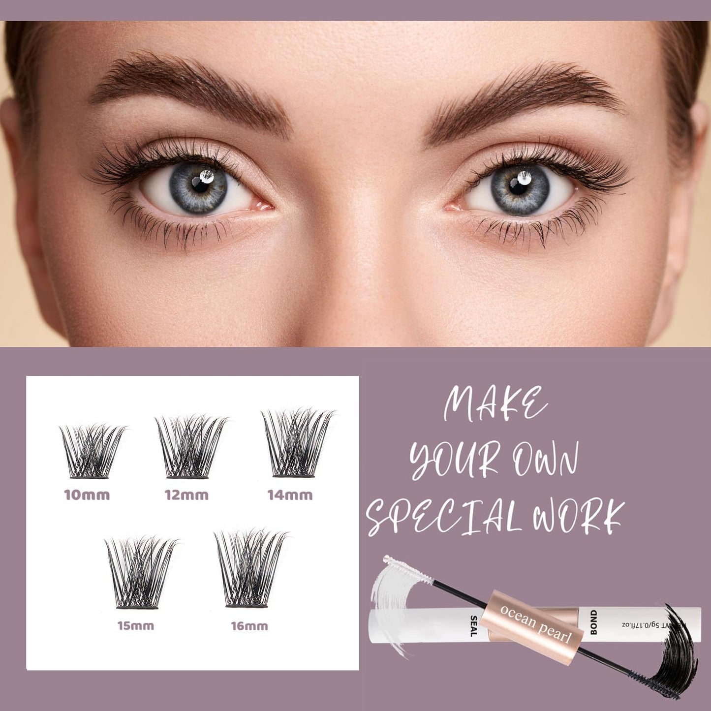 Wimpern Extensions 120 Büschel DIY Lash Extension Set Einzelne Wimpern mit Wimpernkleber und Pinzette für Anfänger Wimpernverlängerung zu Hause Individual Lashes 10-16mm C/D Curl - OP01