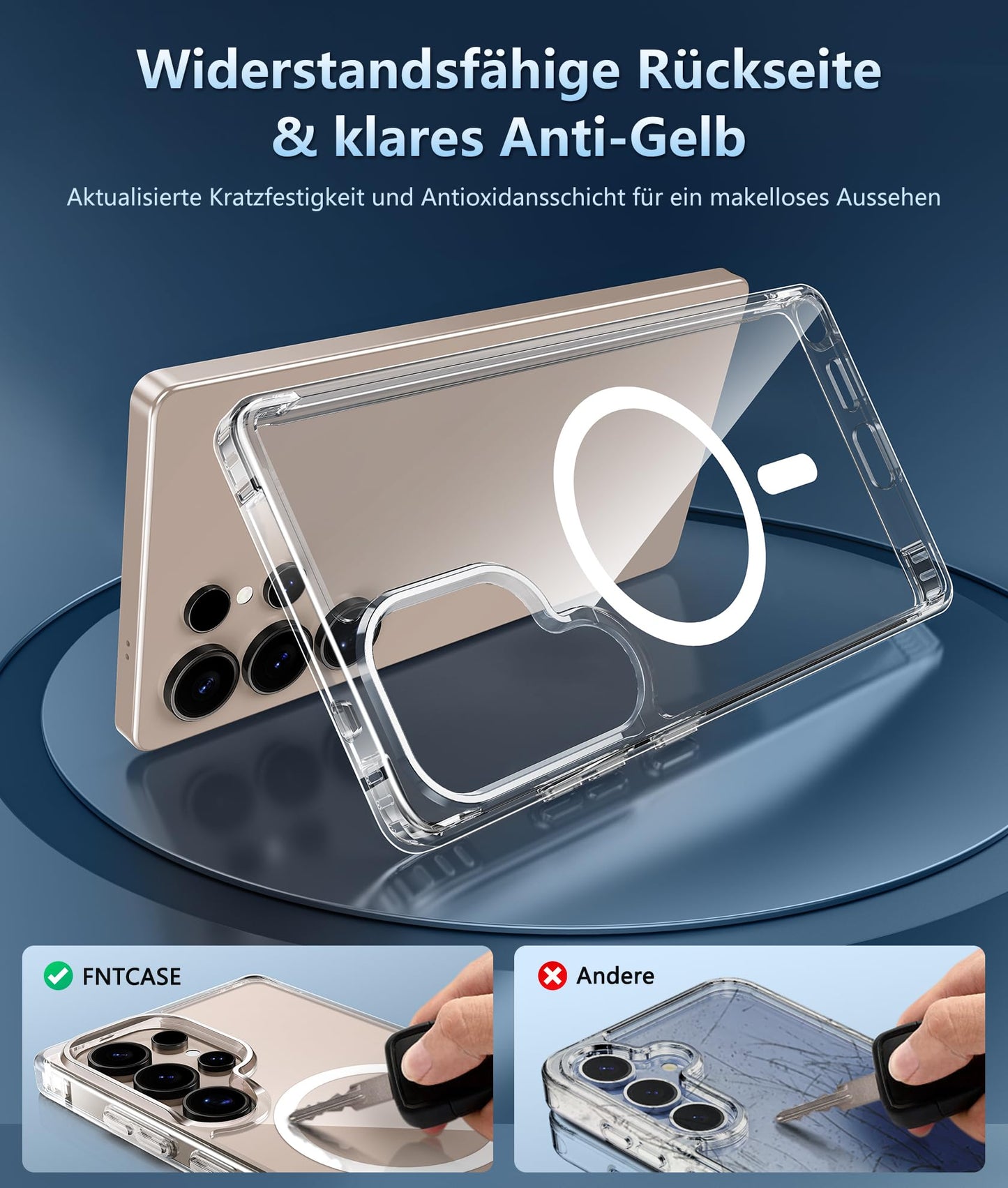 FNTCASE Case for Samsung Galaxy S25 Ultra 6.9 Inches, Military Drop Protection, Anti-Yellowing, Robust, Durable, Shockproof, Protective, Transparent, Clear