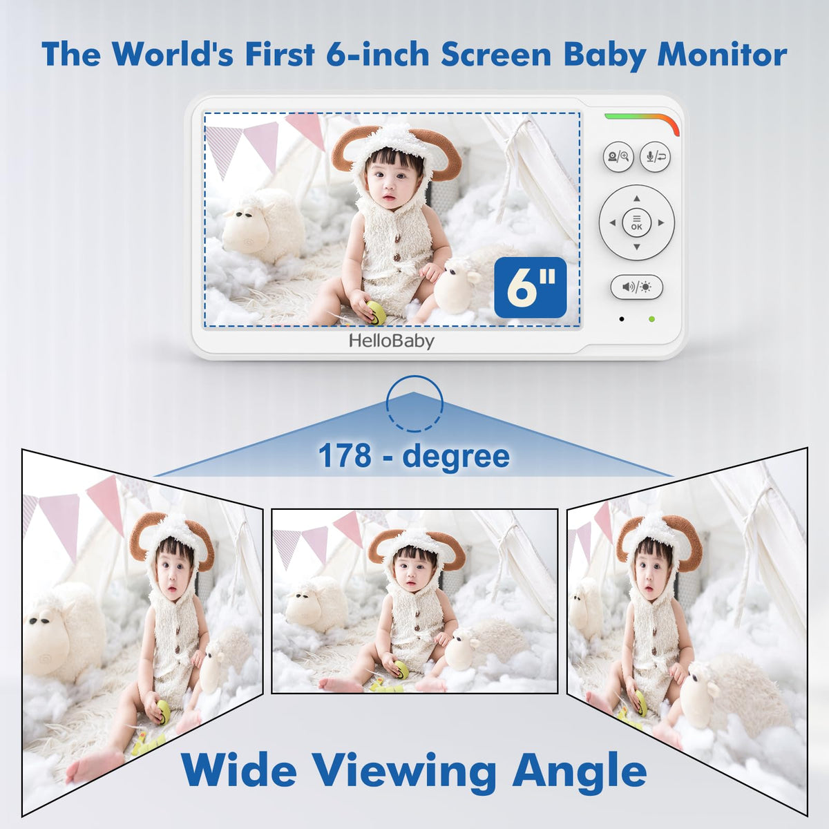 HelloBaby Babyphone mit Kamera, Kein WLAN, 5" IPS, HB6550, 3500 mAh