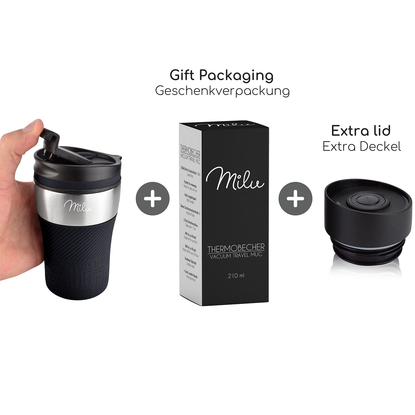 Milu Thermobecher Isolierbecher Kaffeebecher to go - 210ml 100% Auslaufsicher - Trinkbecher aus Edelstahl - Autobecher doppelwand Isolierung - Thermo Becher - Travel Mug (Rot)