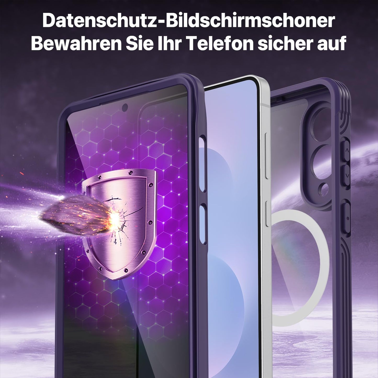 CENHUFO Privacy Screen Case for Samsung Galaxy S25 Ultra, Magnetic Mobile Phone Case with Built-in Privacy Tempered Glass Screen Protector and Camera Protection, 360 Degree Protective Case, Shockproof