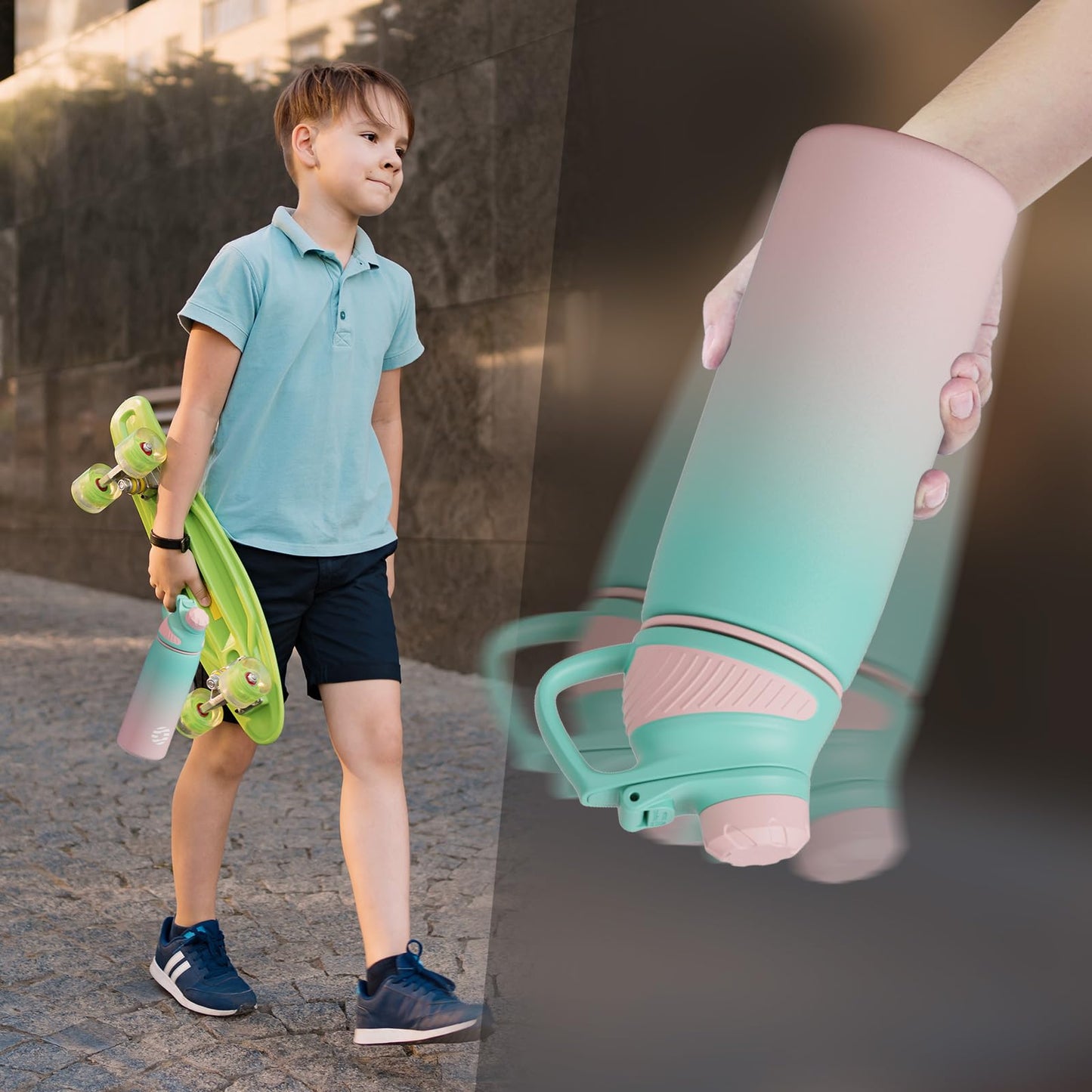 Fjbottle Edelstahl Trinkflasche Sport mit Magnetischem Deckel 1L, 800ml, 600ml, 400ml BPA-Frei Auslaufsichere Kinder Flasche - Kohlensäure geeignet 1500ML Wasserflasche Thermo für Schule, Fitness