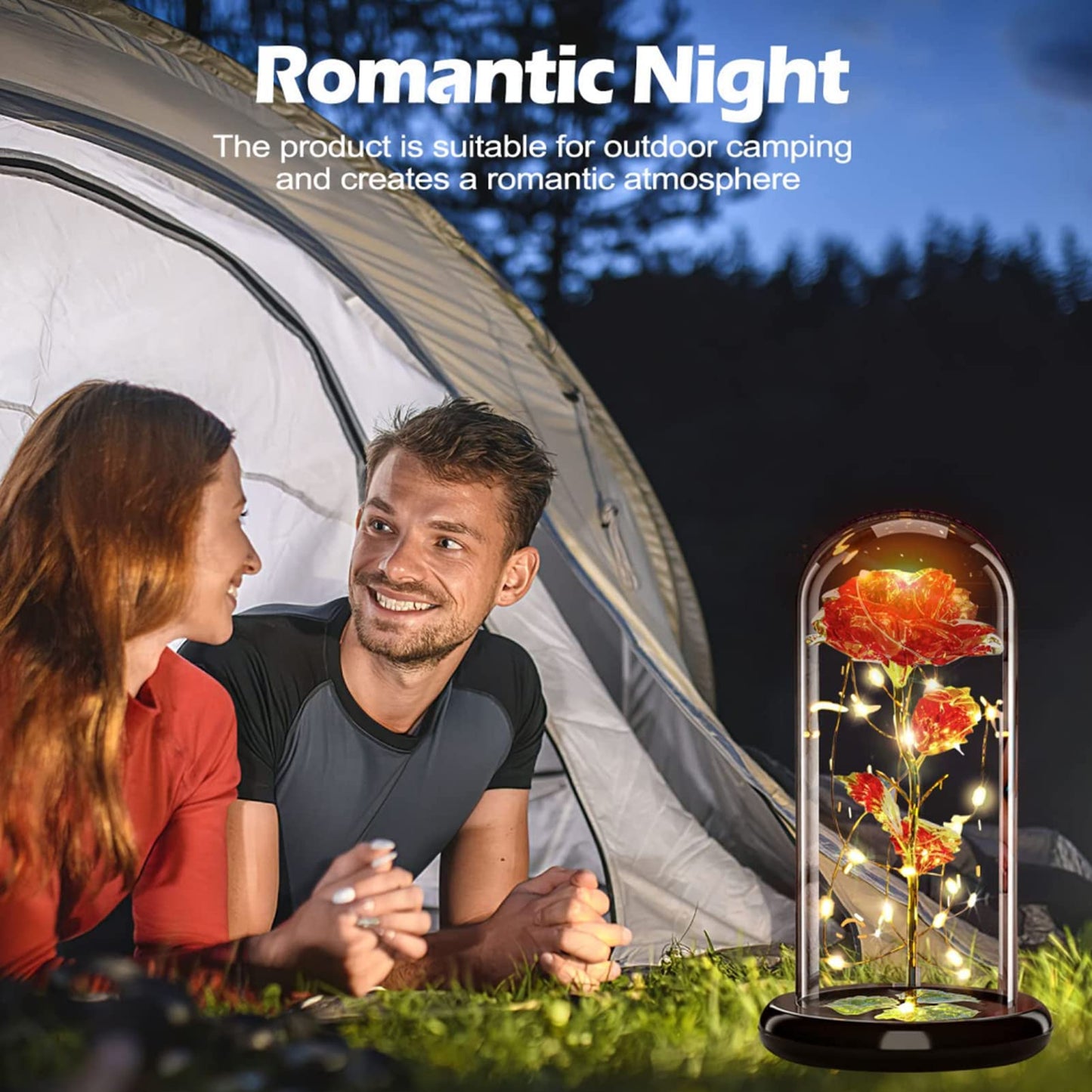 Touloube Geschenke Für Frauen, Galaxy Rose Blume Geschenk, Infinity Rose in Glaskuppel, LED-Lichterkette auf der Kristallrose, Geschenk für Frauen,Hochzeit,Muttertag,Jahrestag und Geburtstag