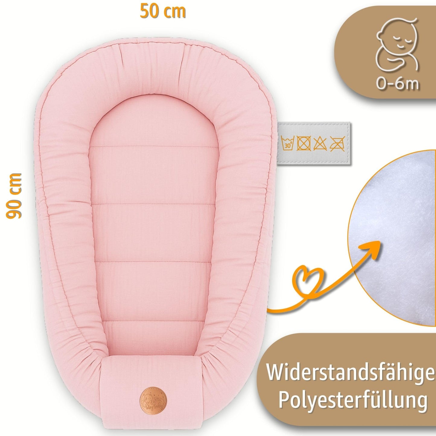 Musselin Babynest Nestchen Baby 90x50 cm - Babynestchen Neugeborene Nest für Kinder Bett und Babybett tragbar Kuschelnest Coccon für Jungen und Mädchen Baumwolle Grau