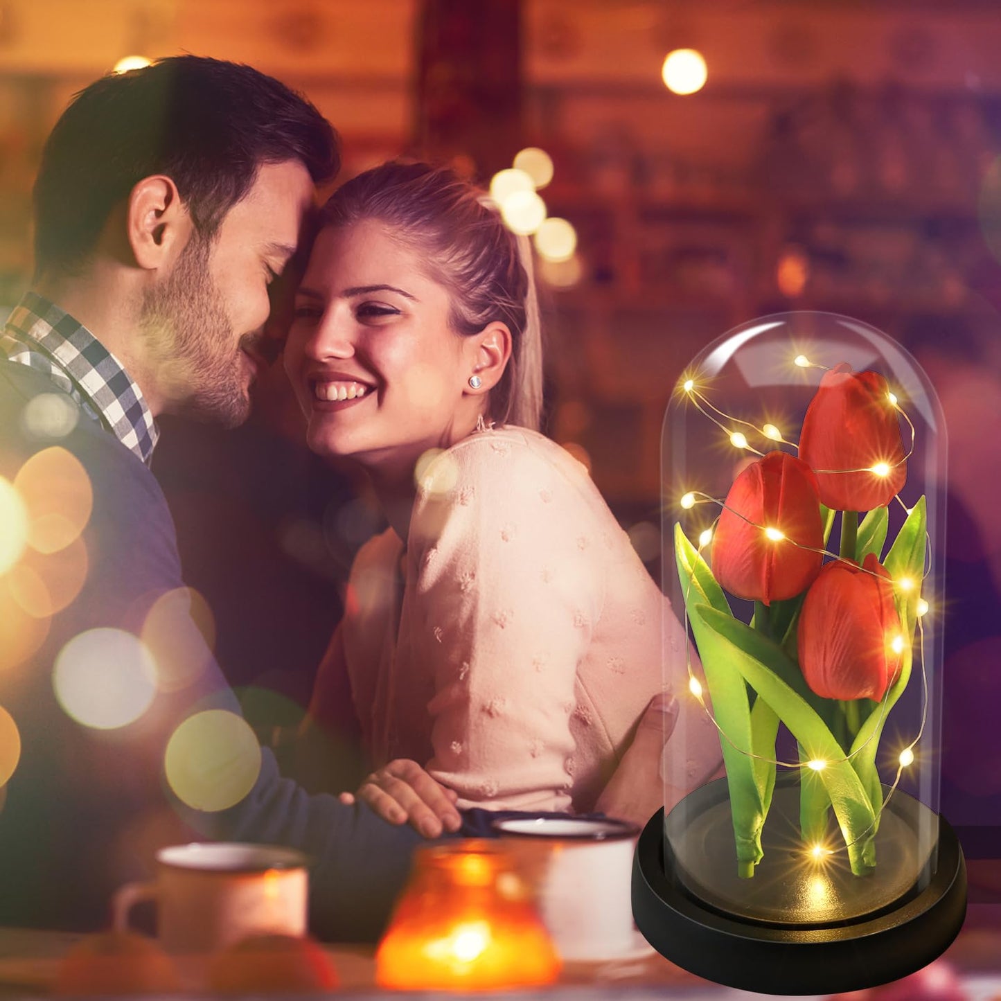 Touloube Geschenke Für Frauen, Galaxy Rose Blume Geschenk, Infinity Rose in Glaskuppel, LED-Lichterkette auf der Kristallrose, Geschenk für Frauen,Hochzeit,Muttertag,Jahrestag und Geburtstag