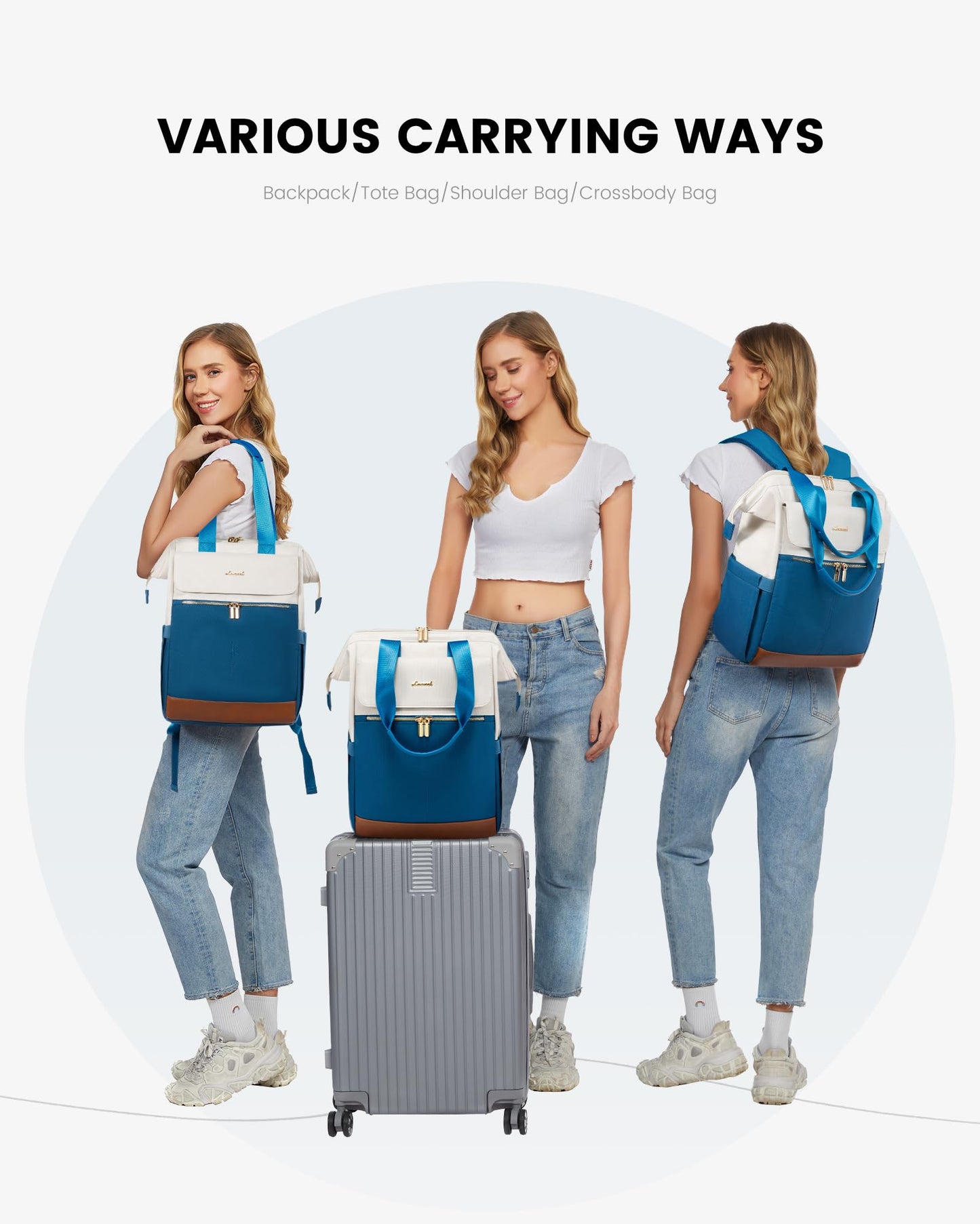 LOVEVOOK Rucksack Damen, Laptop Schulrucksack Wasserdicht, Schultasche Teenager Backpack Women Elegant Tagesrucksäcke Handtasche 2 in 1, 15,6 Zoll Arbeitstasche Lehrertasche Reiserucksack für Uni Büro
