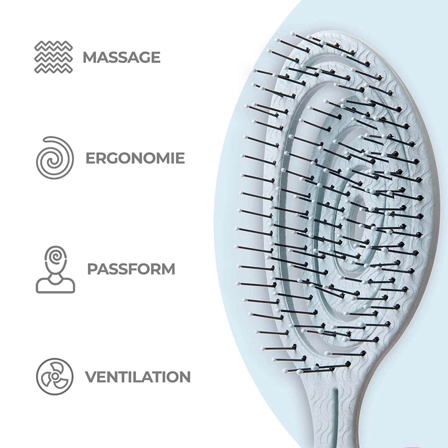 Ninabella Haarbürste ohne Ziepen für Damen, Herren & Kinder - Entwirrbürste auch für Locken & Lange Haare - Einzigartige Profi Detangler-Bürste mit Spiralfeder - Schwarz
