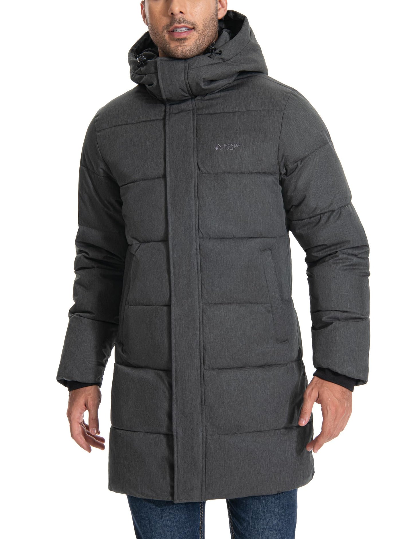 Pioneer Camp Men's Winter Jacket Long Windproof Waterproof Warm Down Jacket Winter Outdoor Parka Jacket with Hood