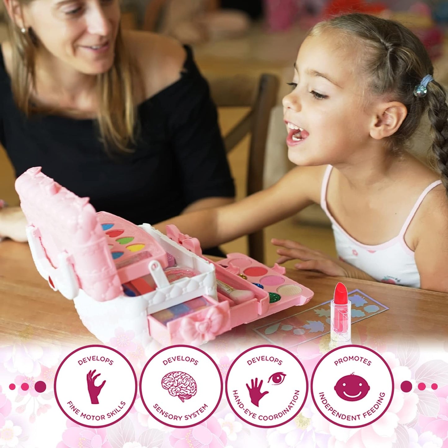 Mrabbitoo Kinderschminke Set Mädchen Schminkkoffer - Waschbar Kinder Make Up Set Schminkset Spielzeug,Schminke Halloween Weihnachts Geburtstag Geschenke für Prinzessin 4 5 6 7 8 9 10 11 12 Jahre