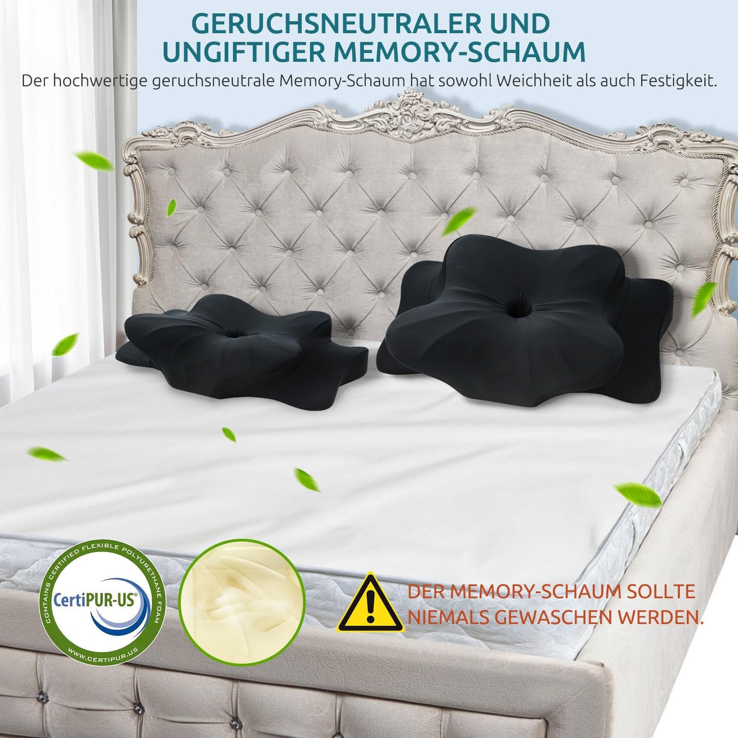 DONAMA Memory Foam Kissen ergonomisches Nackenkissen Kopfkissen Seitenschläferkissen für Seiten, Rücken & Bauchschläfer