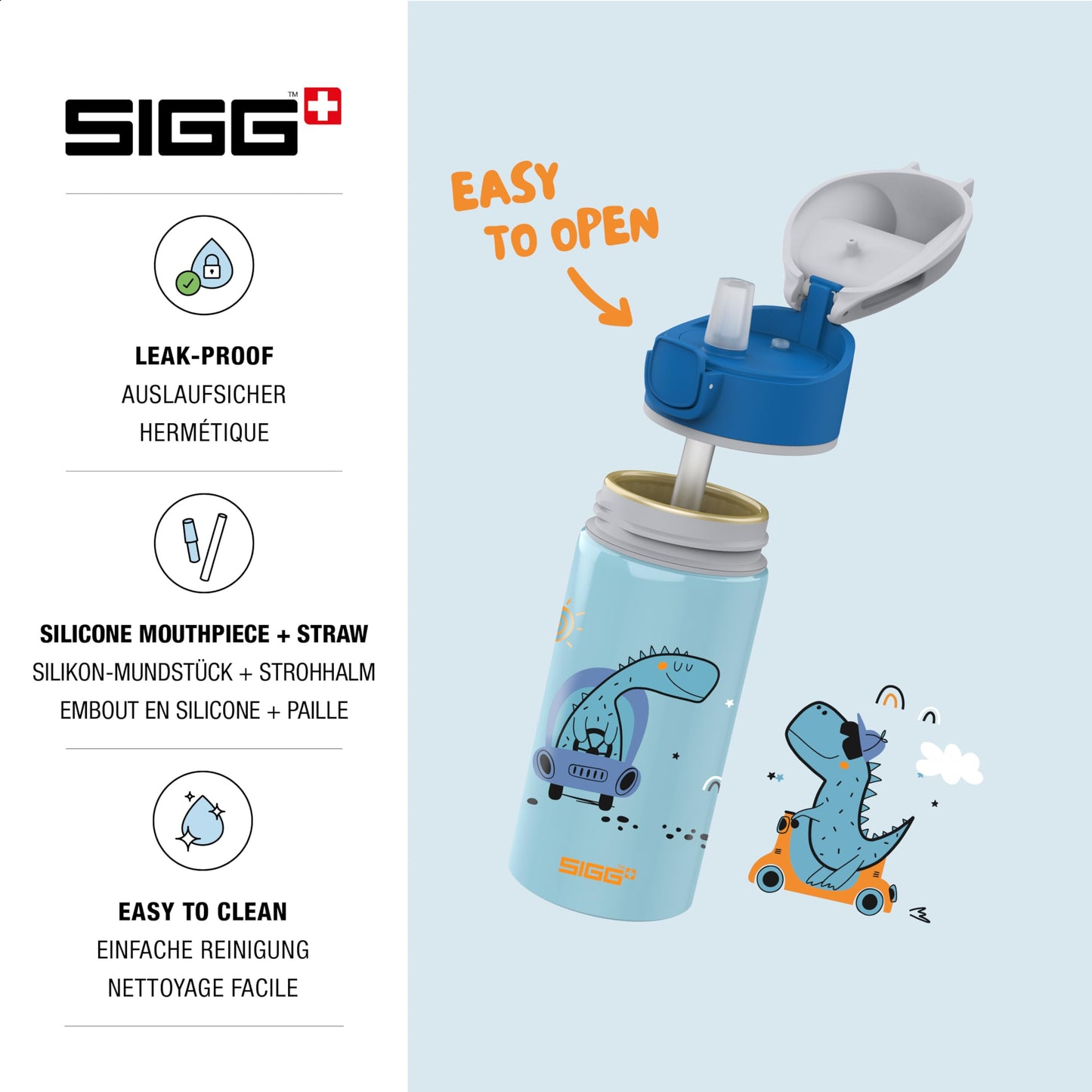 SIGG - Alu Trinkflasche Kinder - Miracle - Mit Trinkhalm - Auslaufsicher - Federleicht - BPA-frei - Klimaneutral Zertifiziert - Schule & Sport - 0,4L