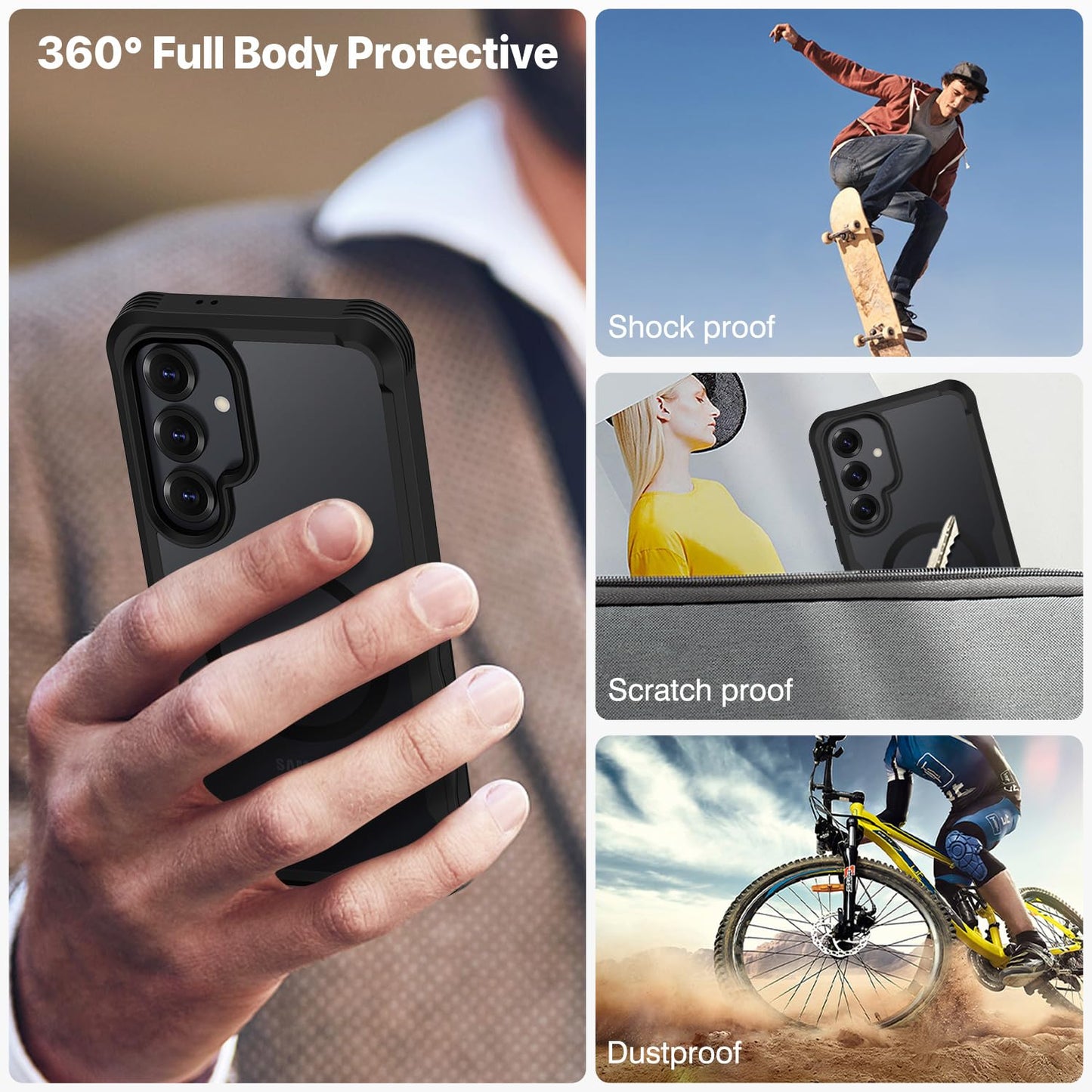 CENHUFO Privacy Screen Case for Samsung Galaxy S25 Ultra, Magnetic Mobile Phone Case with Built-in Privacy Tempered Glass Screen Protector and Camera Protection, 360 Degree Protective Case, Shockproof