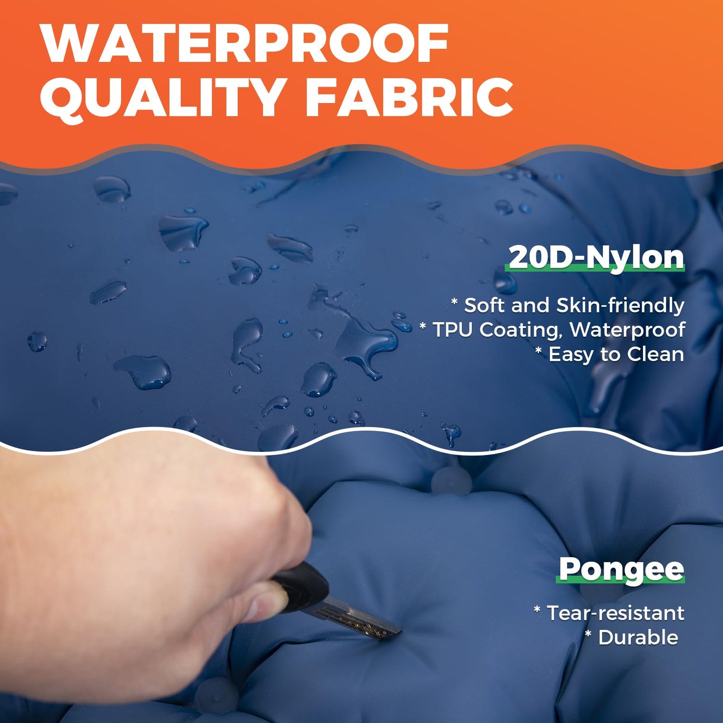 KingCamp Camping Isomatte Selbstaufblasend mit Fußpumpe, Luftmatratze 1 Personen mit integrierten Kopfkissen Outdoor Ultraleichte Campingmatte kleines Packmass, für Camping, Wandern, Trekking