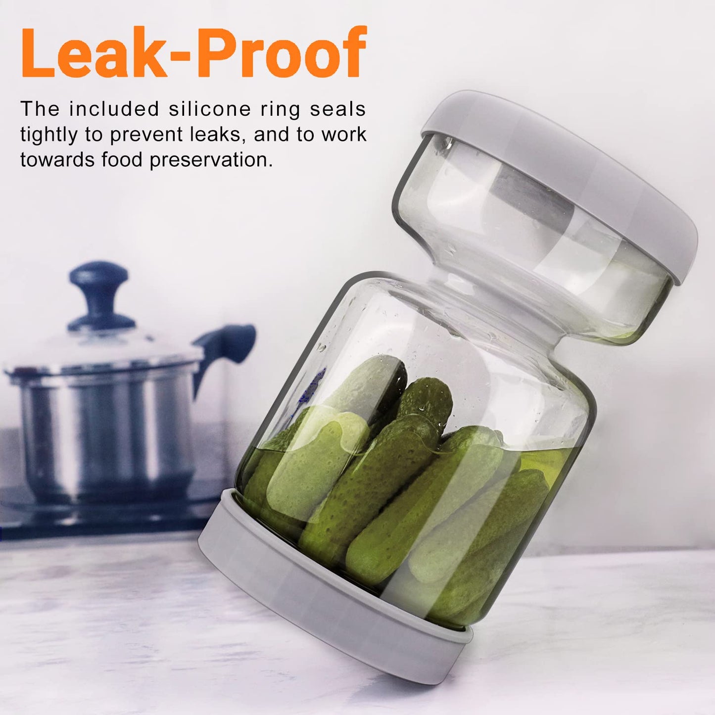 Homnoble Glas Einlegeglas mit Sieb Sanduhr, Pickle und Olive Jar Flip für Saft Separator von Nassen und Trockenen Food-grade ABS Deckel und BPA Frei für Essiggurke Olive Kimchi Jalapenos