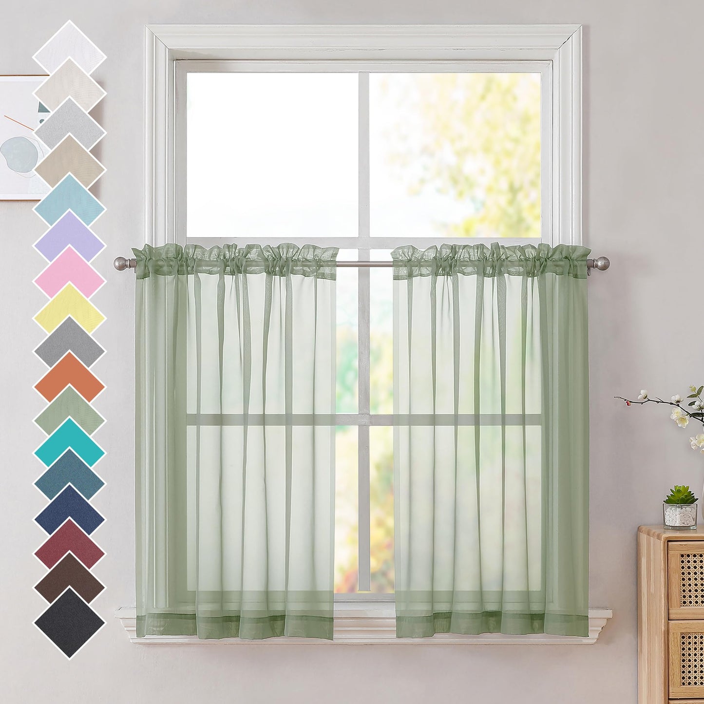 OVZME Extra Lange, durchsichtige Vorhänge, 241,3 cm Länge für französische Tür, Stangentasche, Voile, Fensterbehandlung für Wohnzimmer, Marineblau, 2 Paneele à 42 x 95 l