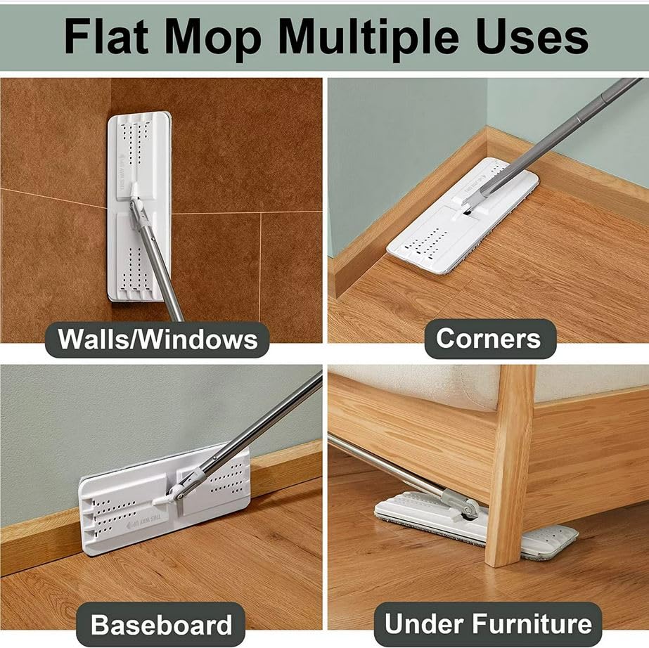 JOYMOOP Mop und Eimer mit Wringer Set, Hands Free Flat Floor Mop und Eimer, mit 5 waschbaren Mikrofaserpads, Nass- und Trockeneinsatz, Bodenreinigungssystem