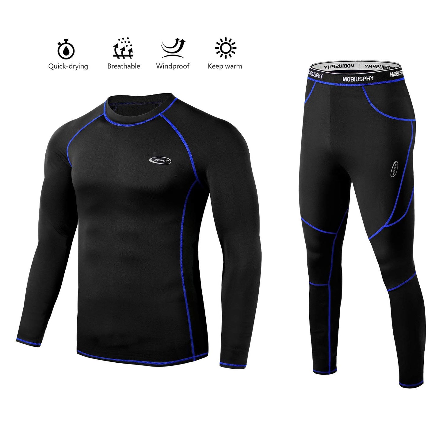 MOBIUSPHY Men's Thermal Underwear Ski Underwear Winter Thermal Underwear Set Warm Soft Functional Underwear Breathable Thermal Underwear Thermal Underwear Thermal Underwear Thermal Underwear Thermal