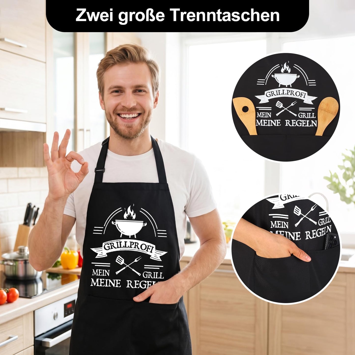 Lustige Kochschürze für Männer,Grillschürze Verstellbare Schürze