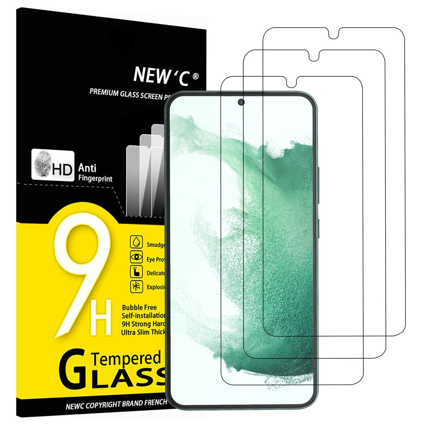 NEW'C Pack of 3 for Samsung Galaxy S25 Ultra Tempered Glass, Scratch Free, 9H Hardness, HD Screen Protector, Ultra Clear, Ultra Resistant