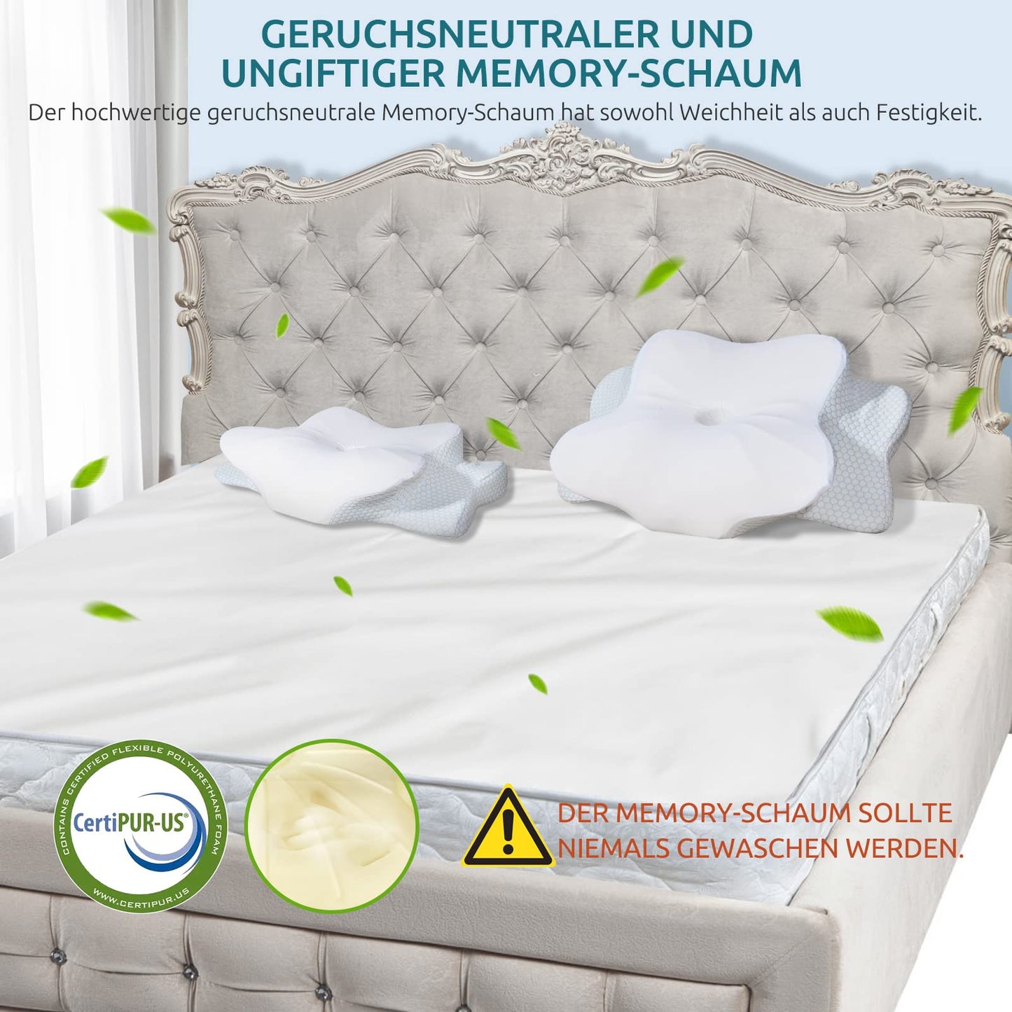 DONAMA Memory Foam Kissen ergonomisches Nackenkissen Kopfkissen Seitenschläferkissen für Seiten, Rücken & Bauchschläfer