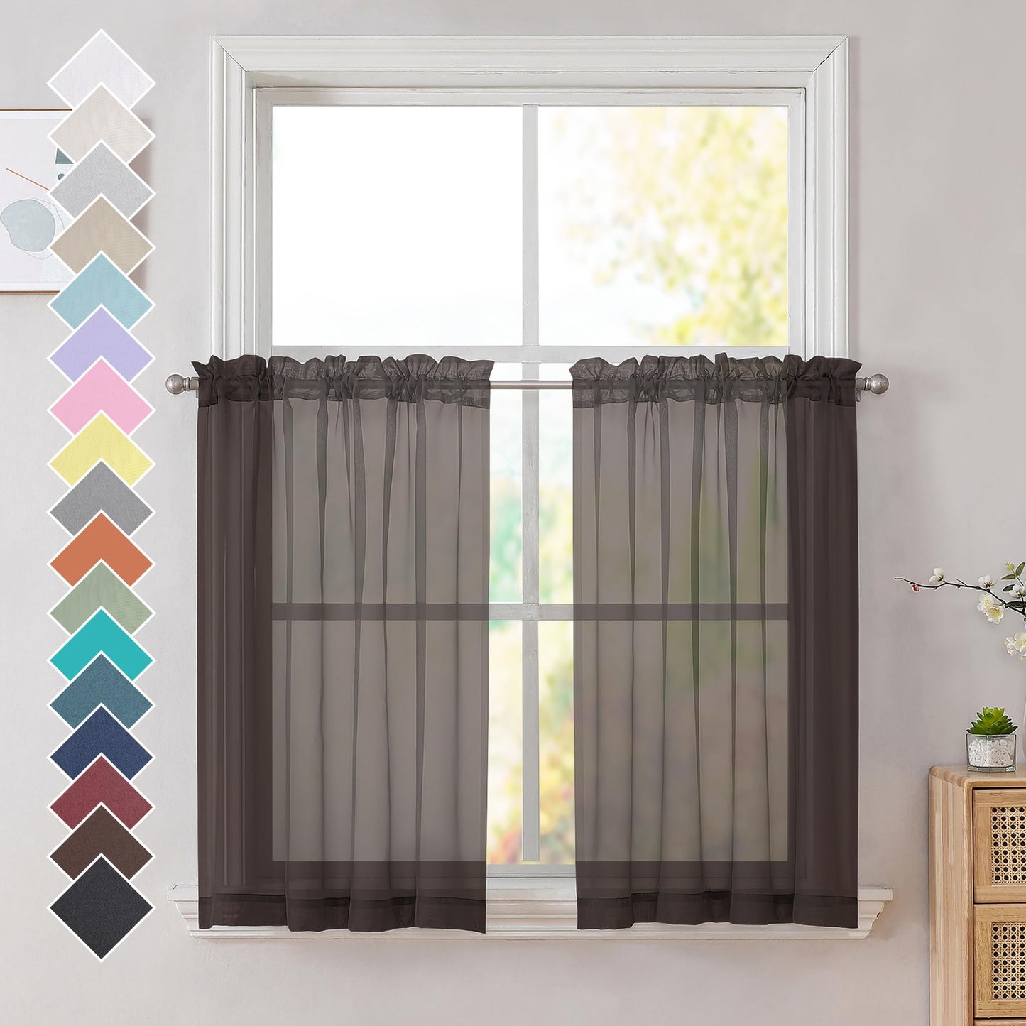 OVZME Extra Lange, durchsichtige Vorhänge, 241,3 cm Länge für französische Tür, Stangentasche, Voile, Fensterbehandlung für Wohnzimmer, Marineblau, 2 Paneele à 42 x 95 l