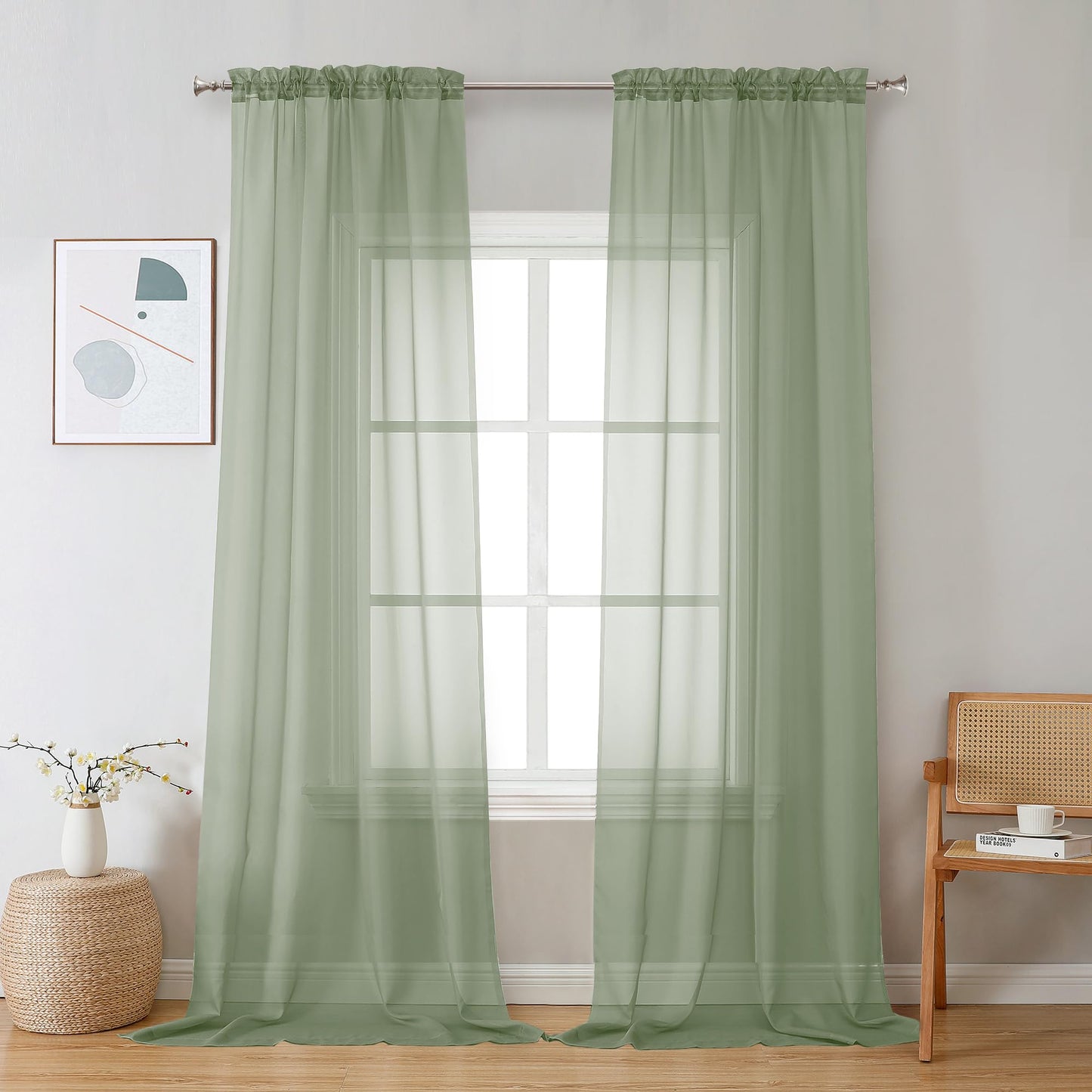 OVZME Extra Lange, durchsichtige Vorhänge, 241,3 cm Länge für französische Tür, Stangentasche, Voile, Fensterbehandlung für Wohnzimmer, Marineblau, 2 Paneele à 42 x 95 l