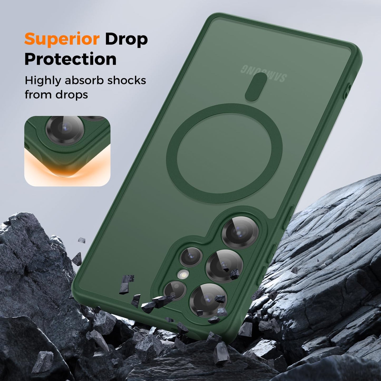 für Samsung Galaxy S25 Ultra Hülle für Magsafe, Magnetisch Handyhülle für S25 Ultra Hülle, Kameraschutz Stoßfeste Kratzfeste Durchscheinende Schutzhülle für Samsung S25 Ultra Case, Schwarz