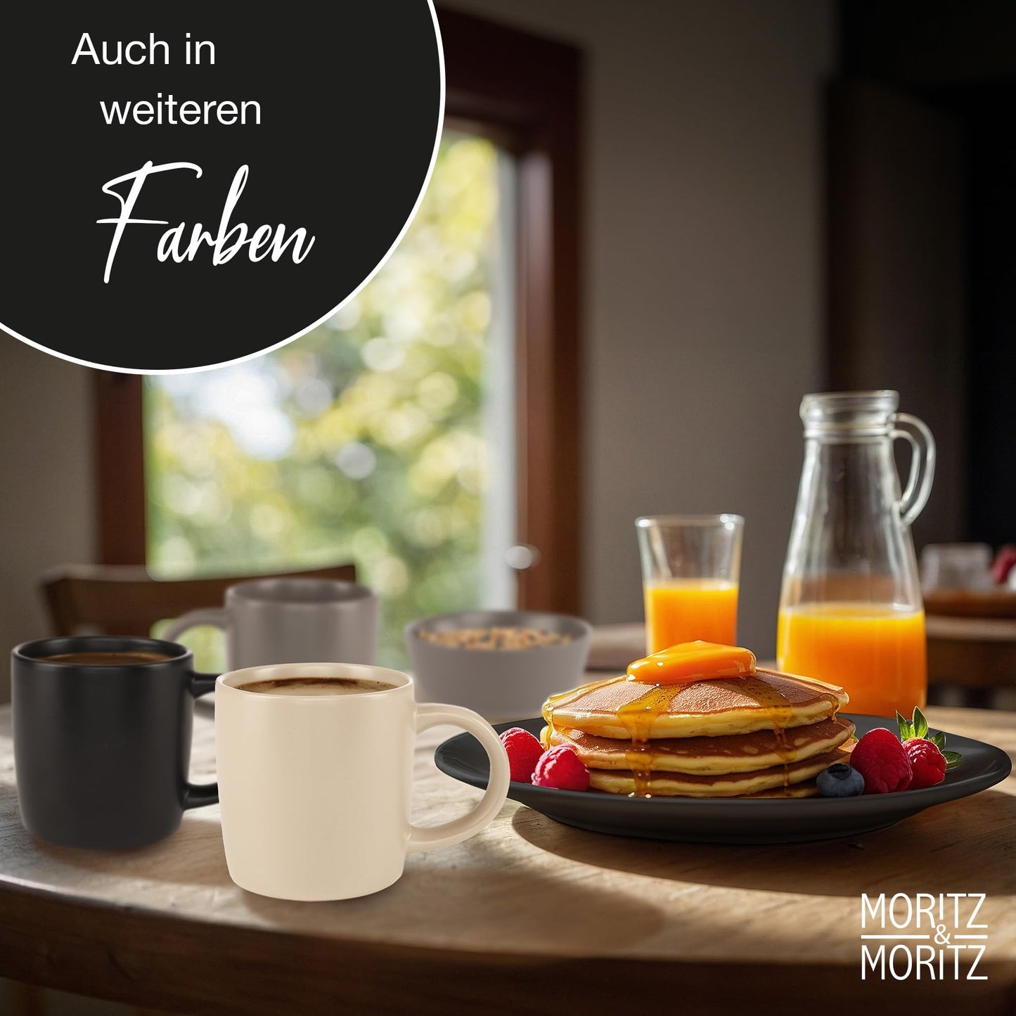 Moritz & Moritz NORDIC Geschirrset 6 Personen 18-teilig Taupe - Elegantes Teller Set aus hochwertigem Steinzeug - Geschirr Set aus 6x Dinnerteller, 6x Dessertteller, 6x Suppenteller