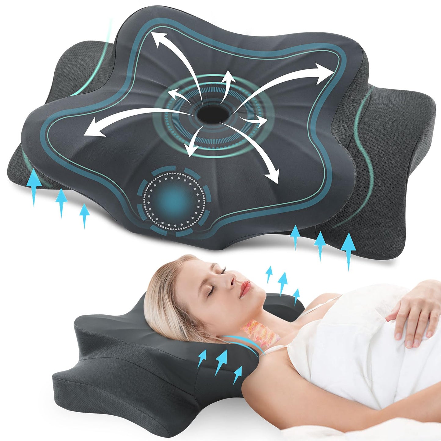DONAMA Memory Foam Kissen ergonomisches Nackenkissen Kopfkissen Seitenschläferkissen für Seiten, Rücken & Bauchschläfer