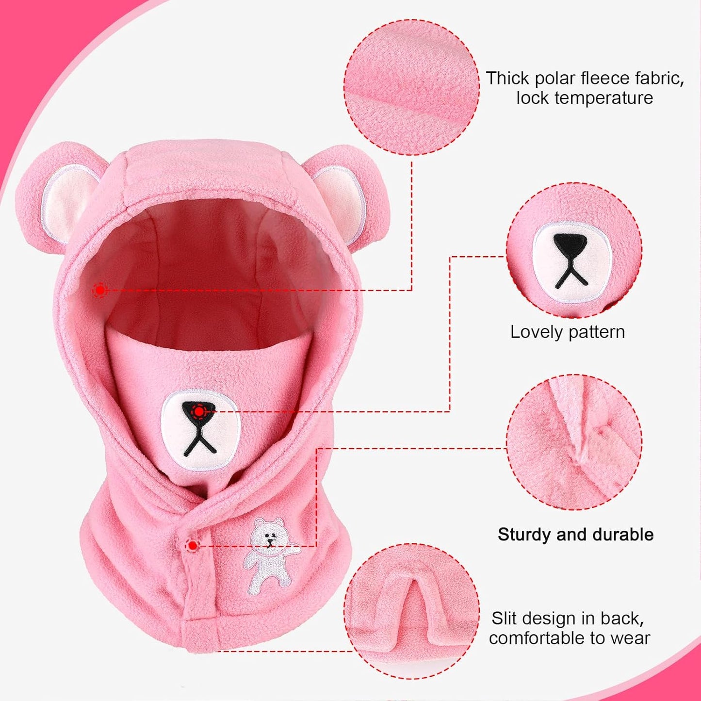 Children's Winter Thermal Fleece Balaclava 4-12 Years, Multifunctional Windproof Adjustable Face Mask, Ski Mask, Warm Hat, Balaclava, Neck Warmer Scarf for Boys and Girls, Outdoor Activities