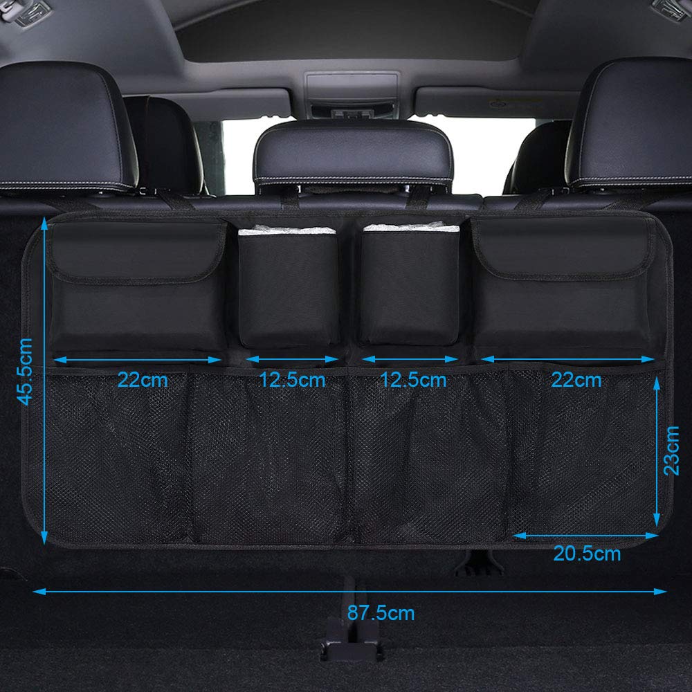URAQT Car Boot Organiser Car Storage Bag Car Boot Bag Waterproof Bags for Car with Strong Elastic Magic Wand Structure for SUV Black