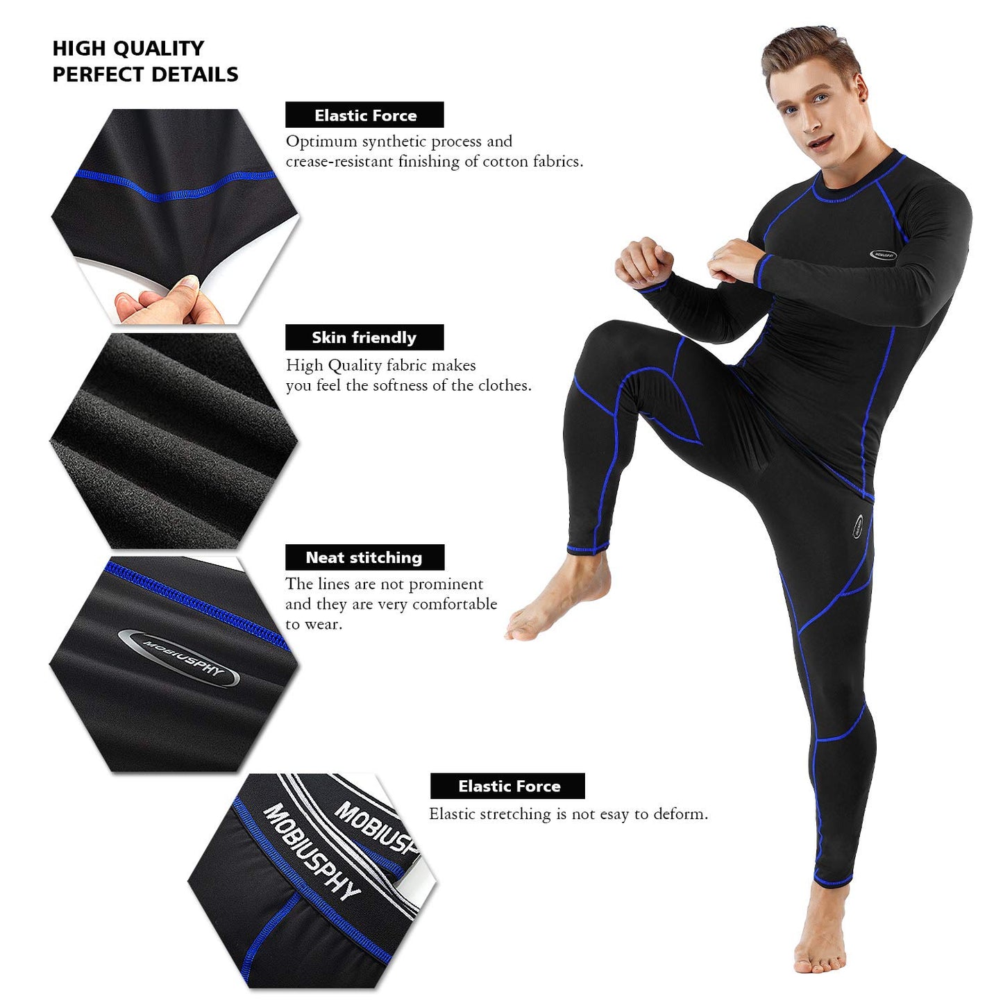 MOBIUSPHY Men's Thermal Underwear Ski Underwear Winter Thermal Underwear Set Warm Soft Functional Underwear Breathable Thermal Underwear Thermal Underwear Thermal Underwear Thermal Underwear Thermal